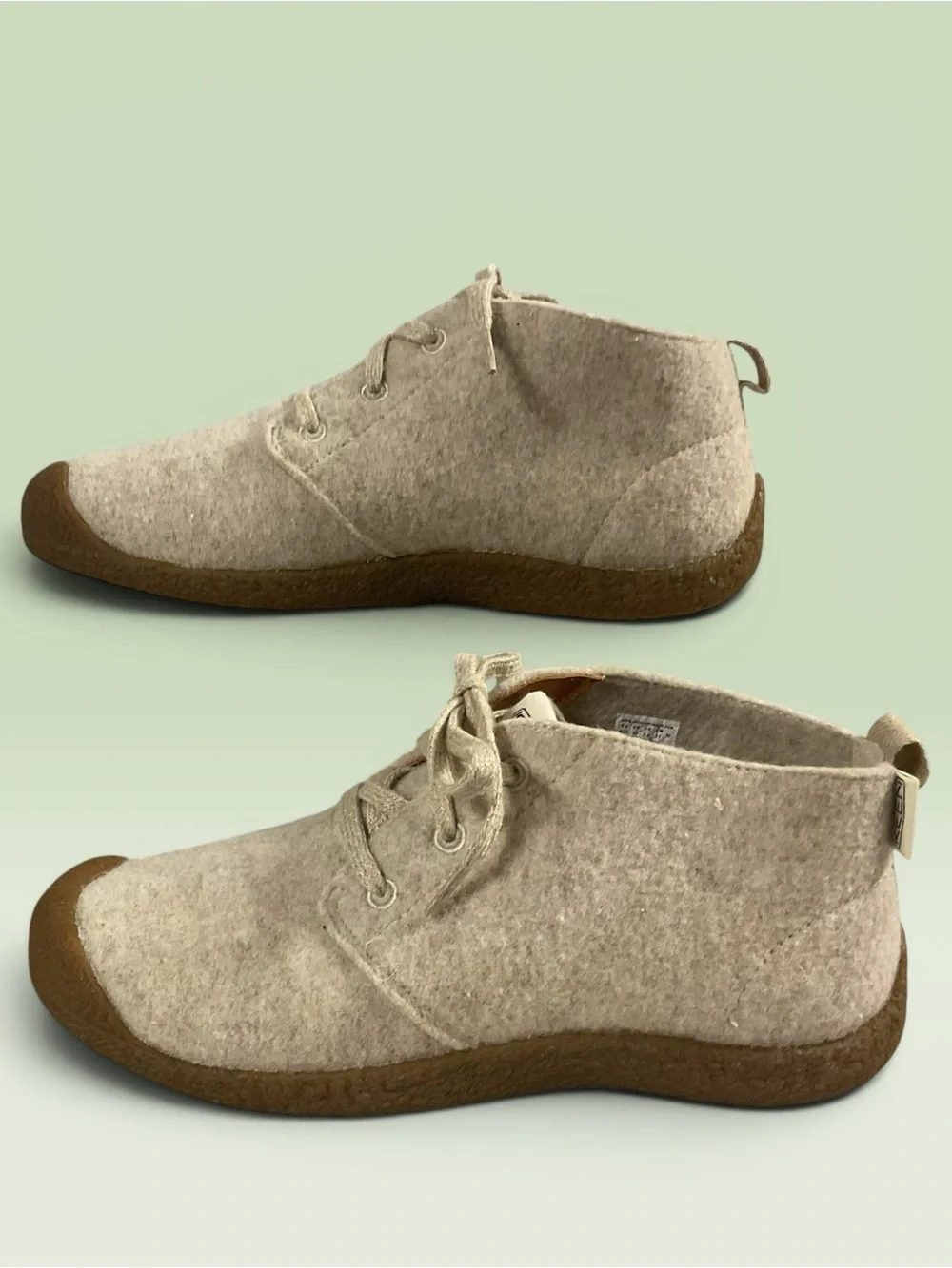 Keen Mosey Chukka Beige Felt Ankle Booties w/Brown Soles Women's Size 10